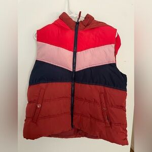 Aeropostale Women’s Retro Red and Pink Puffer Vest